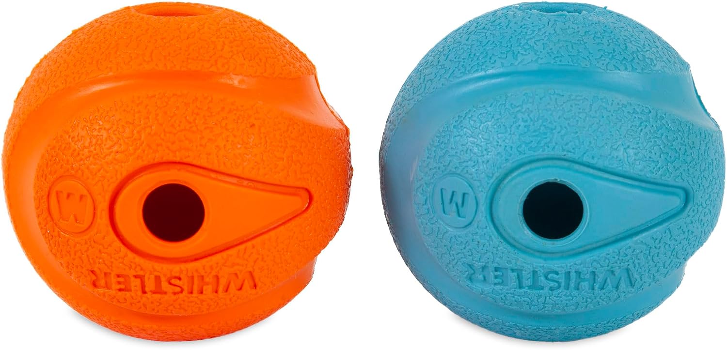 Chuckit! The Whistler Ball Dog Toy, Medium (2.5 Inch Diameter) for Dogs 20-60 lbs, Pack of 2, Multicolor