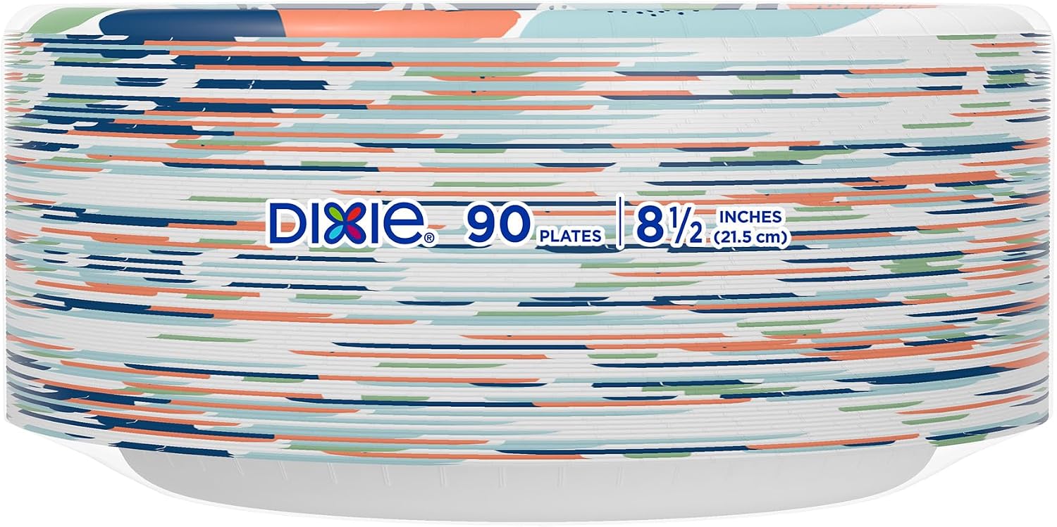 Dixie Large Paper Plates, 10 Inch, 54 Count, 2X Stronger, Microwave-Safe, Soak-Proof, Cut Resistant, Disposable Plates For Everyday Breakfast, Lunch, & Dinner Meals