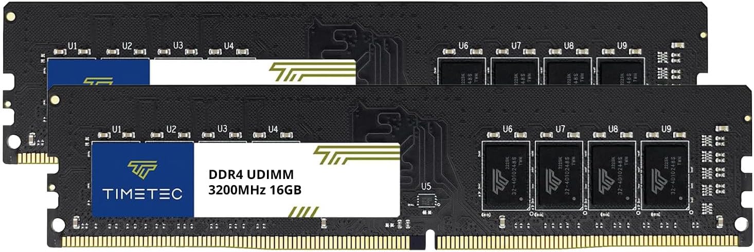 Timetec 16GB KIT (2x8GB) DDR4 3200MHz (PC4-3200AA) PC4-25600 UDIMM Desktop RAM – 288-Pin 1.2V CL22 Non-ECC Unbuffered DIMM Memory Module Upgrade