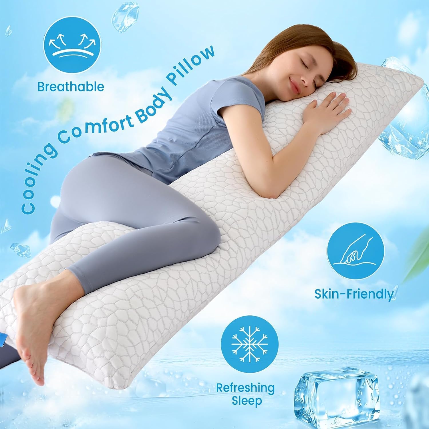 QUTOOL Cooling Pillow for Sleeping, CertiPUR-US Shredded Memory Foam Queen Pillows Set of 2, Cool Pillow for Hot Sleepers Adjustable Firm Pillow for Side, Back, Stomach Sleepers Soft Yet Support,White