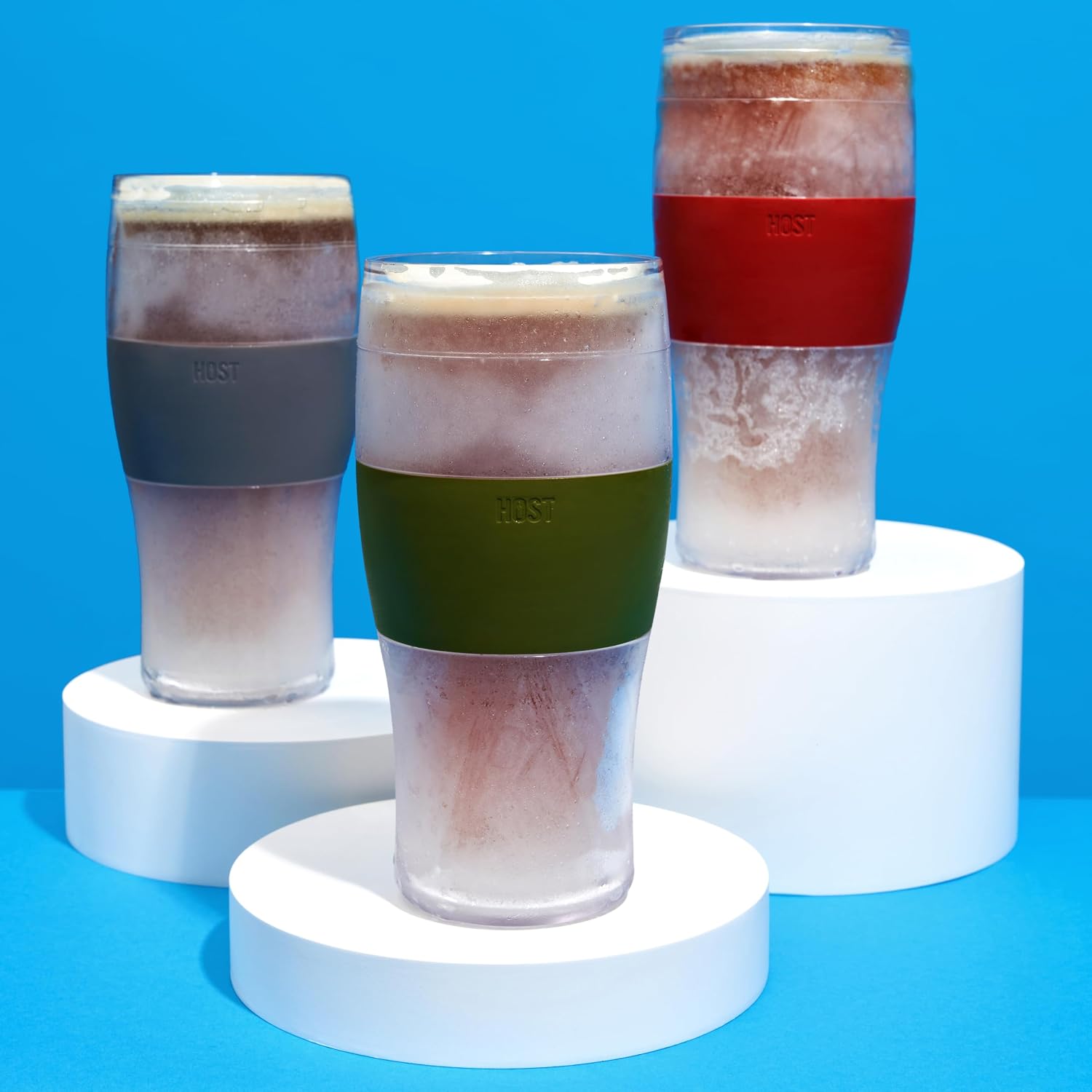 Host FREEZE Beer Glasses, Frozen Beer Mugs, Freezable Pint Glass Set, Insulated Pint Glass to Keep Your Drinks Cold, Double Walled Insulated Glasses