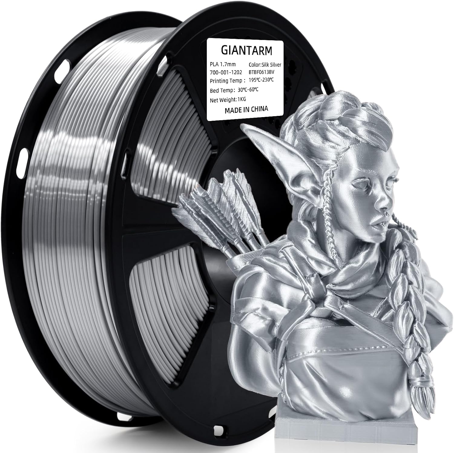 GIANTARM 3D Printer Filament, Silk Gold Pla Filament, 1Kg(2.2lbs) Spool, 1.75mm Dimension Accuracy +/- 0.03mm, 3D Printing Filament