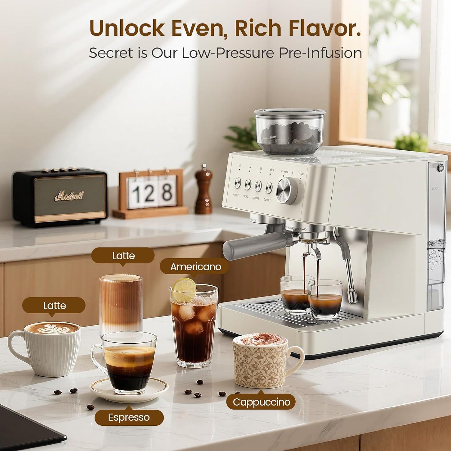 COWSAR 15-Bar Expresso Coffee Machines, Commercial Espresso Machine with Grinder