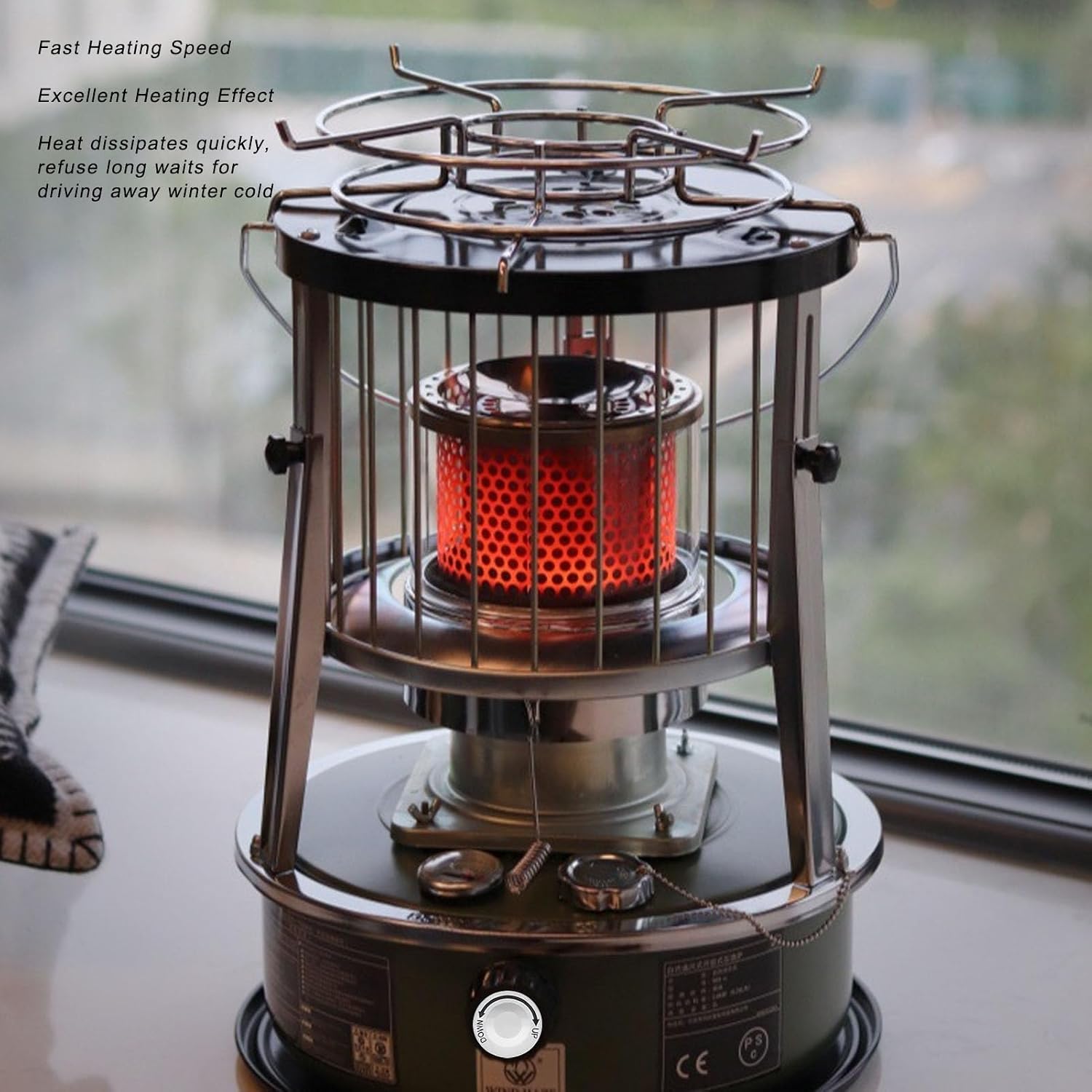 Zunate Portable Kerosene Heater Indoor 2.6KW, Non Electric 2 in 1 Stove with 5.2L Tank, Adjustable Height, Stainless Steel