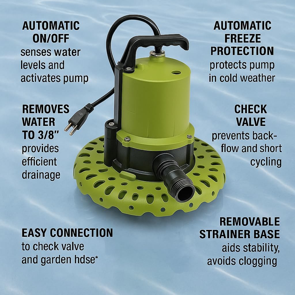 1/4 HP AUTOMATIC SUBMERSIBLE UTILITY PUMP, Model 56599 – Fully Automatic Water Removal to 3/8″, 1″ Discharge