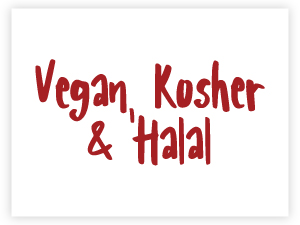 vegan, kosher, halal
