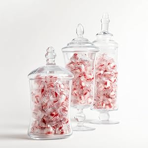red bird individually wrapped soft mints in candy jar