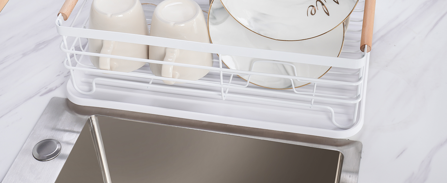 Modern Wood Handle Dish Rack and Drain Board, Attom Tech Home