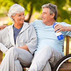 Swanson Health Vitamins and Supplements Couple Over 60 Sitting on Bench