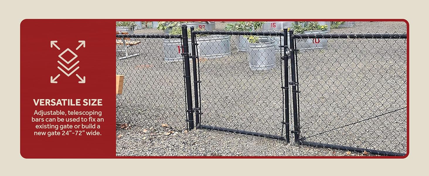 Adjust-A-Gate Fit-Right Adjustable Steel Frame Square Corner Gate Kit, Black - features desktop 2