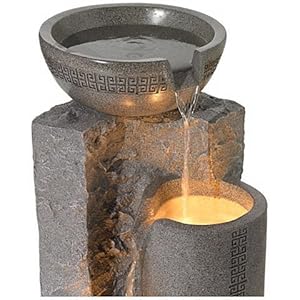 Bowl and Pillar 34 1/2" High Modern Fountain with LED Lights