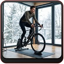 yclist training indoors in winter conditions using a bike trainer and a bike trainer front wheel bl.