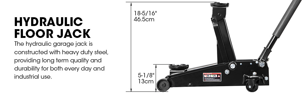 Torin Hydraulic Heavy Duty Steel Floor Jack with Quick Pump, 3 Ton (6,000 lb) Capacity