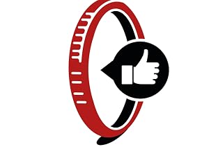 Stylized icon design combining a red circular band with black thumbs-up symbol, forming a bracelet or ring-like shape.
