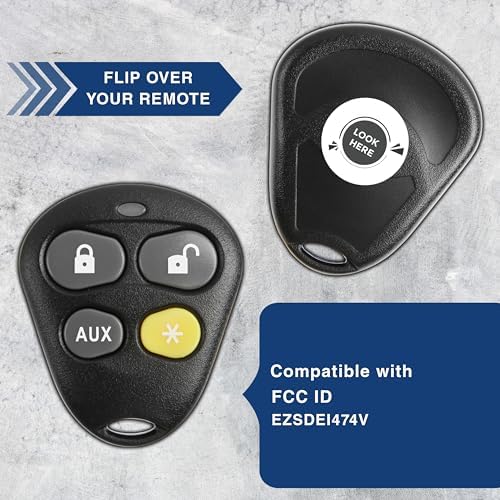 KeylessOption Keyless Entry Remote Starter Car Key Fob Alarm for Aftermarket Viper Automate EZSDEI474V 474V (Pack of 2)