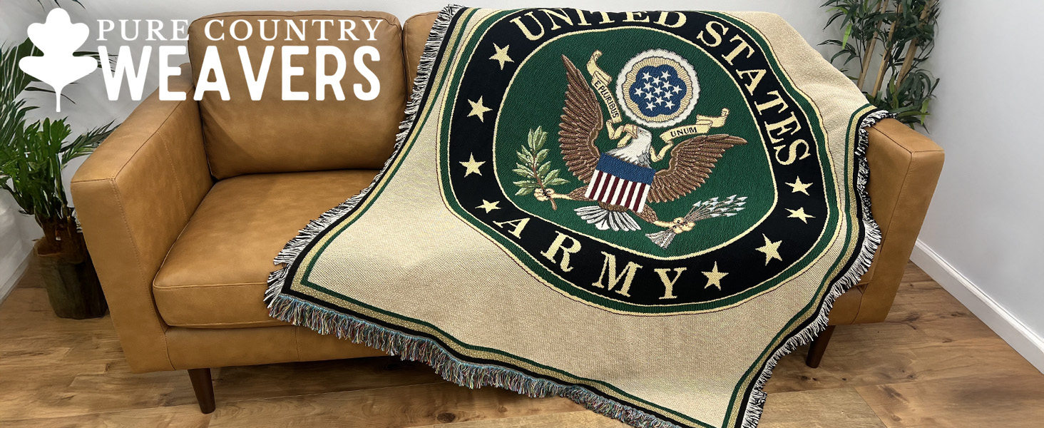 United States Army woven throw blanket cotton tapestry