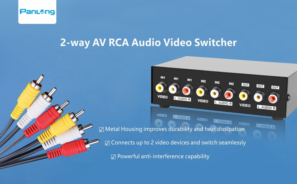 2 Port AV RCA Audio Video Switcher