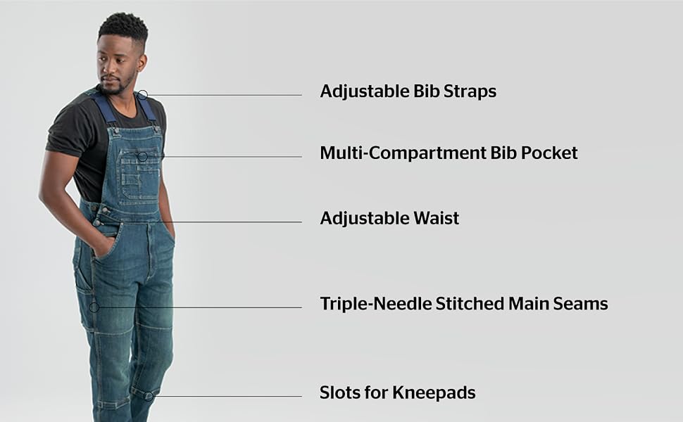 adjustable straps, multi-compartment bib pocket