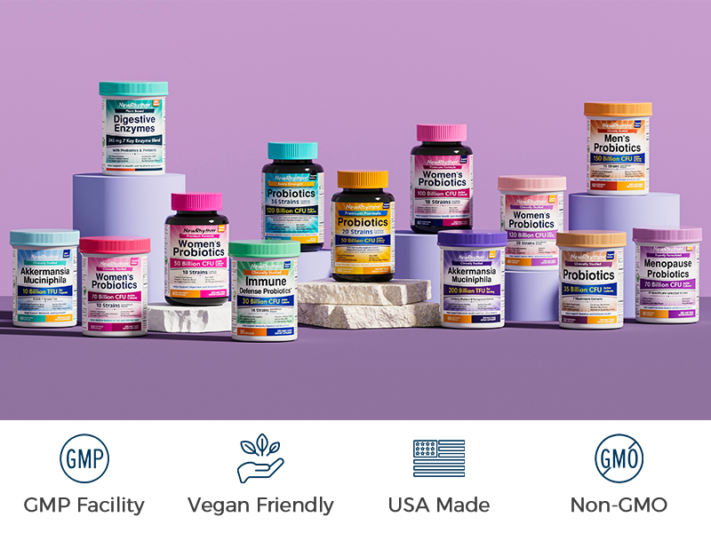 NewRhythm Probiotics is made in the USA and non-GMO
