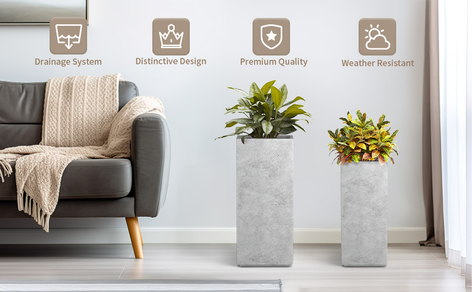 patio square concrete planter