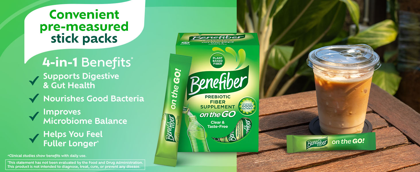 Convenient pre-measured stick packs, 4 in 1 benefits, supports digestive &amp;amp; gut health