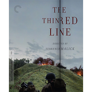 The Thin Red Line cover art: bombs drop on a scenic hillside