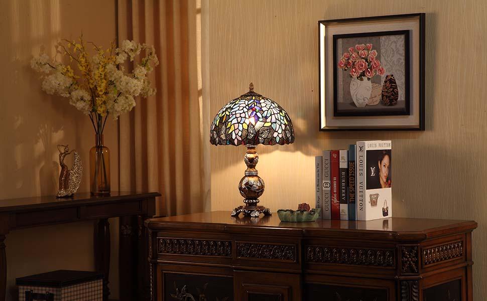 Bieye L10568 wisteria Tiffany style stained table lamp