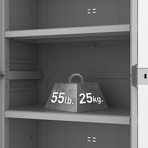 Storage cabinet with solid sturdy shelving construction