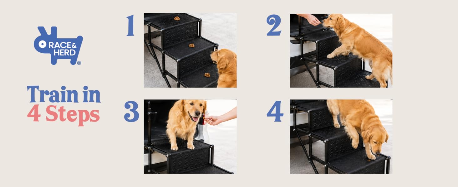 Race&amp;amp;Herd Dog Steps for Car Truck SUV, Foldable Dog Ramp for Car for Side Door &amp;amp; Side Entry
