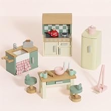 me059 dolls house kitchen furniture cream green sustainable gift