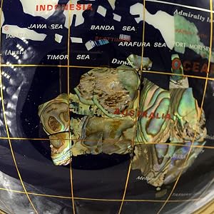 a fine made globe always with some Mother of Pearl Shells, Sorry for PVC balls , your AU looks pinky