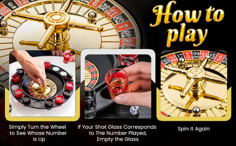 Drinking Game Glass Roulette - Drinking Game Set, Casino Style Drinking Game