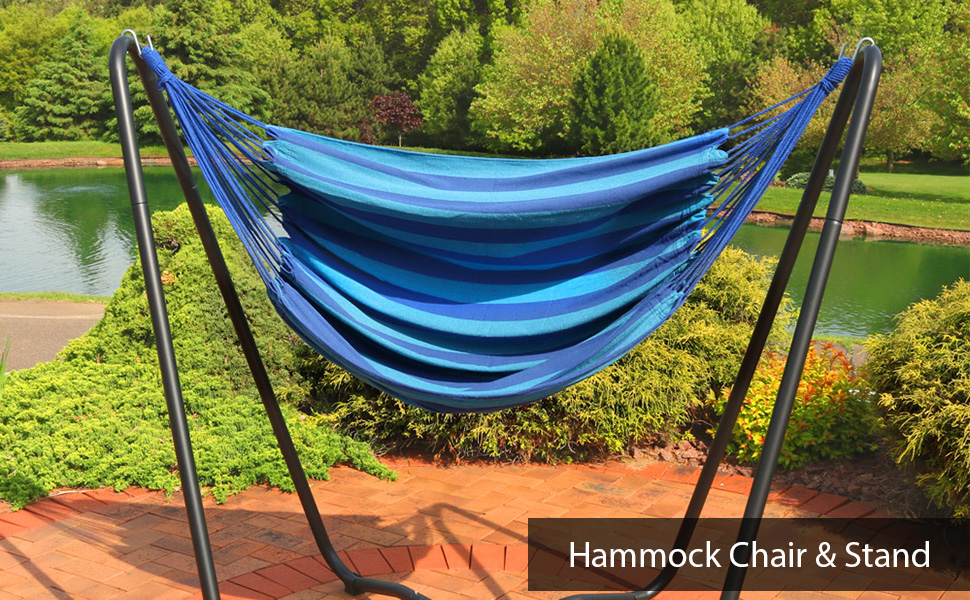 Hanging Hammock Chair Swing with Sturdy Space-Saving Stand