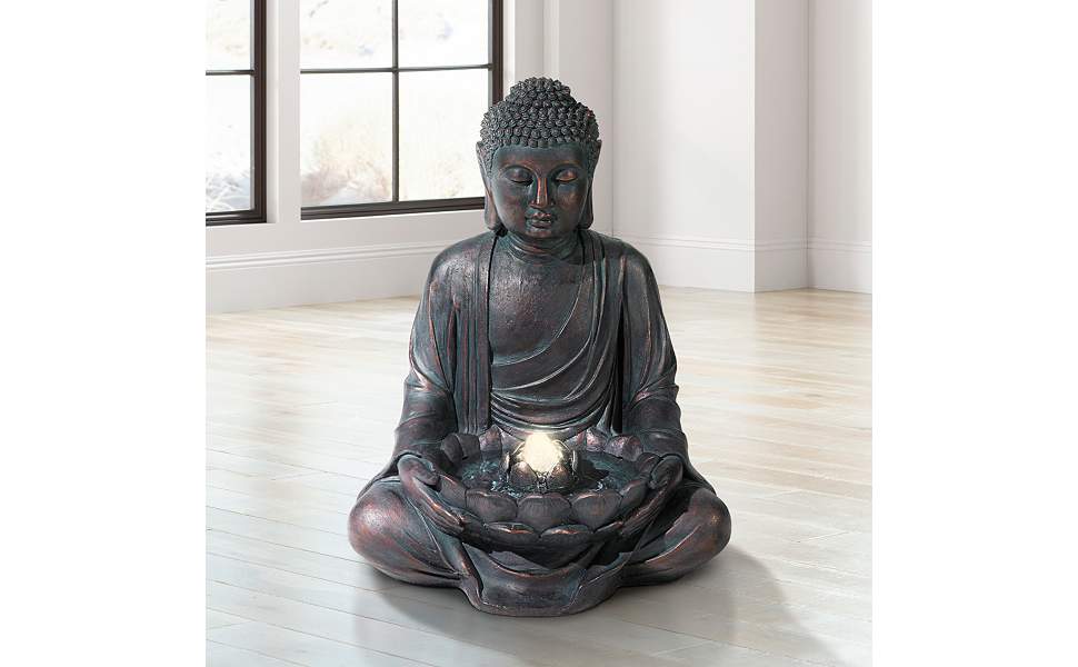 Meditating Buddha 24" High Bubbler Fountain with Light