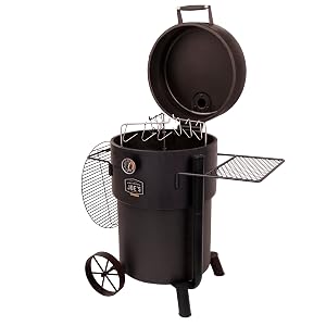 side;shelf;shelves;charcoal;briquette;lump;air;intake;exhaust;lid;bronco;drum;barrel;pit;bbq;smoke