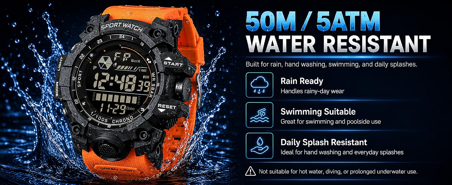 FANMIS Mens Military Multifunction Digital LED Watch