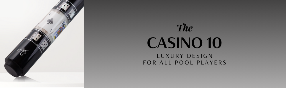 Meucci casino pool cue low deflection pool stick with power shaft, ebony and pearl high end cues