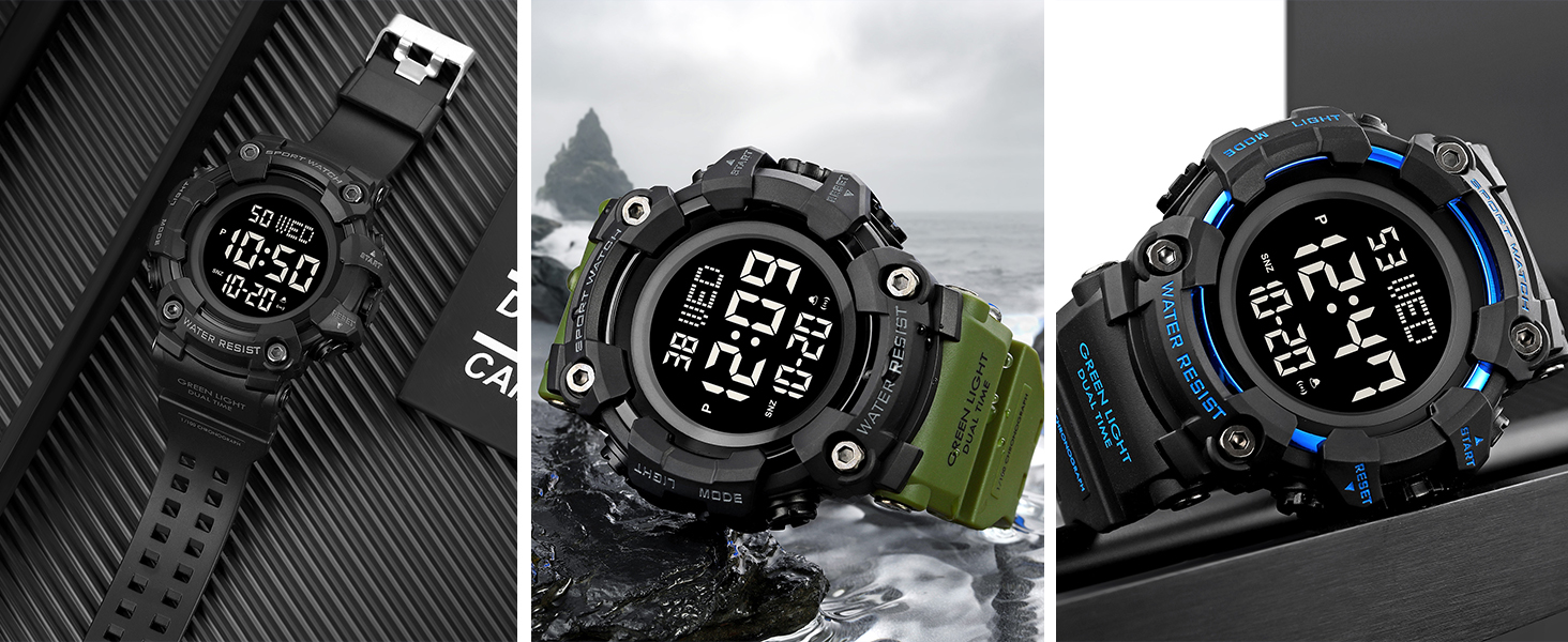 FANMIS Mens Military Multifunction Digital LED Watch