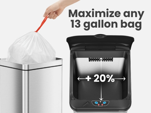 high capacity 50 liter silver trash bin for busy families and high traffic kitchen use