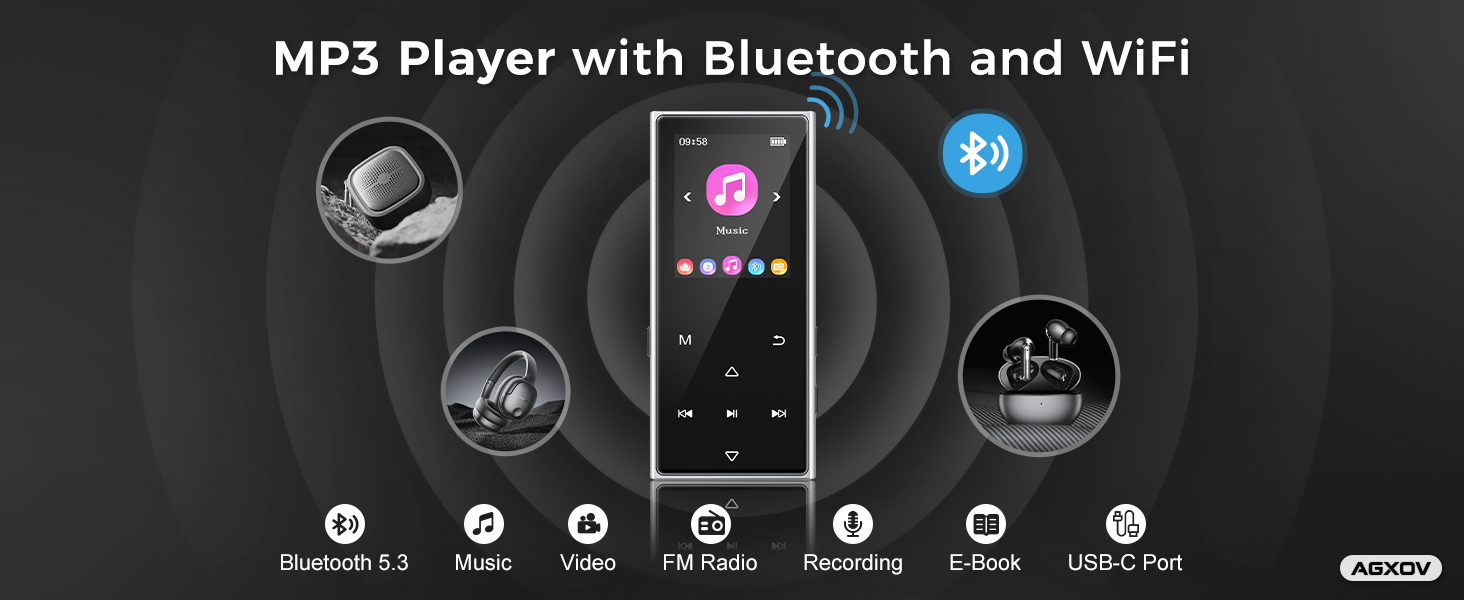 MP3 Player with Bluetooth and WiFi