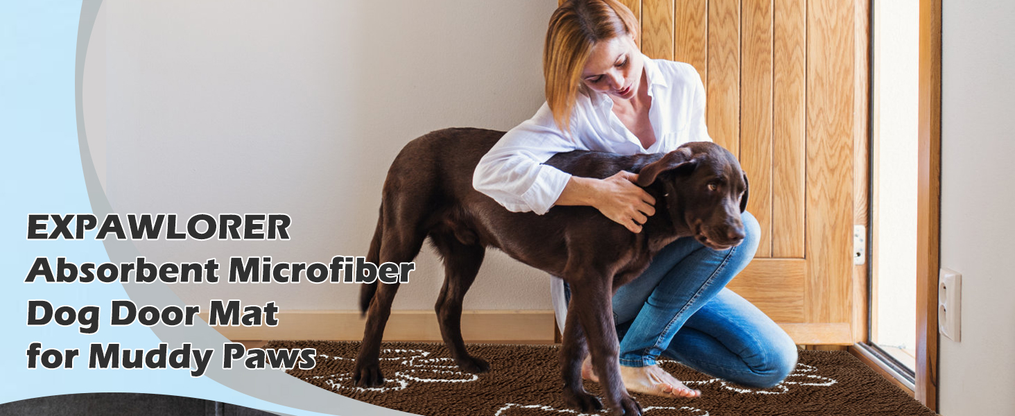 EXPAWLORER Absorbent Microfiber Dog Door Mat for Muddy Paws