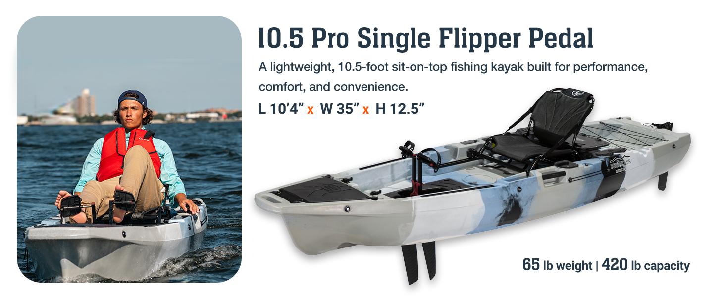 10.5 pro single flipper pedal kayak