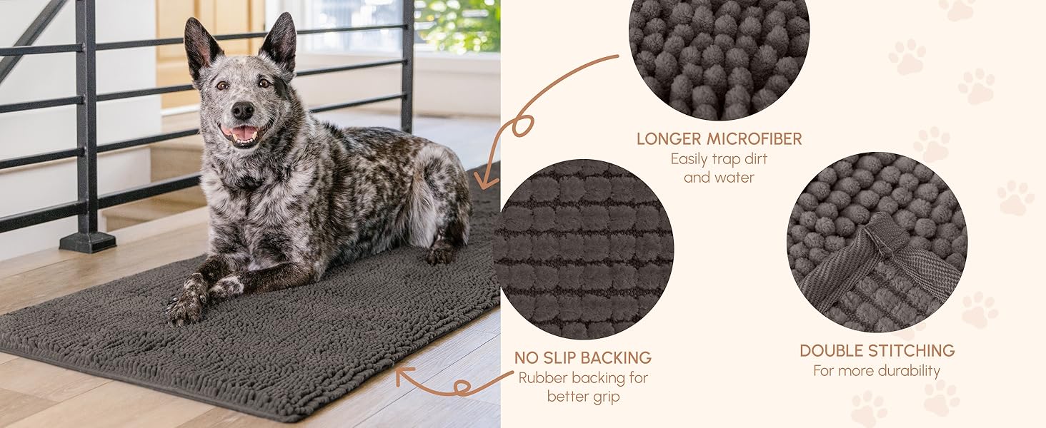 Mud Mats, Microfiber, Machine Washable and Quick Drying, Downtown Pet Supply