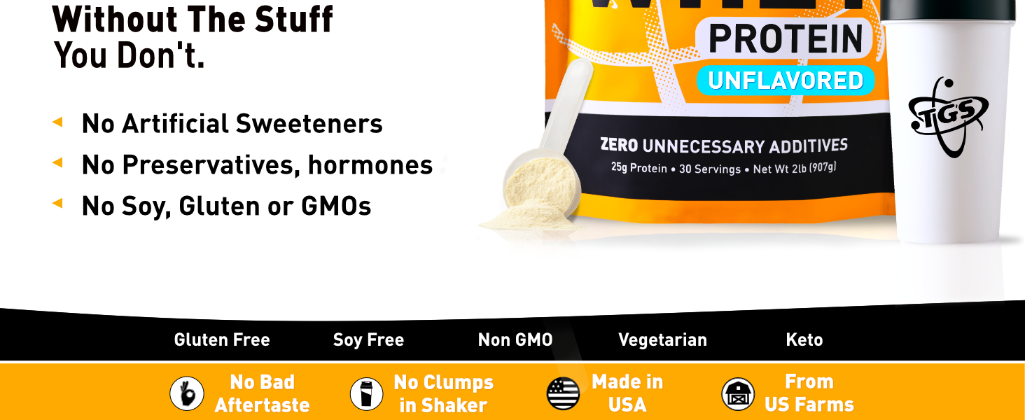 TGS Natural Whey without artificial sweeteners preservatives additives gluten free soy free