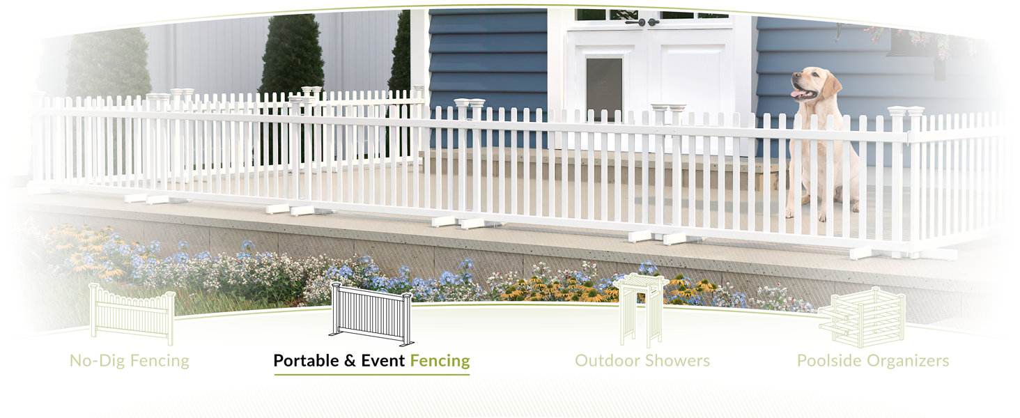 Zippity Outdoor Products portable outdoor fencing installed on a patio for temporary containment