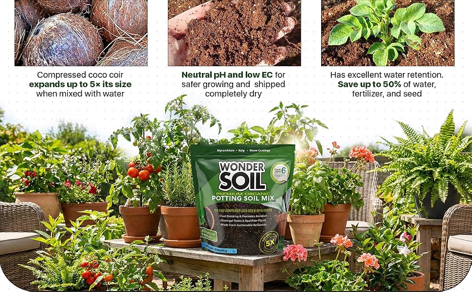 organic pottig soil mix premium indoor outdoor garden plants worm castings kelp mycorrhizae coco