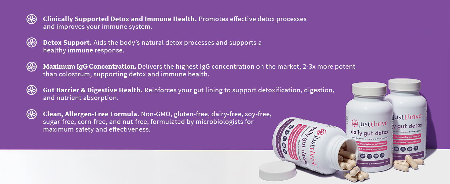 Just Thrive Daily Gut Detox support immune system increase antibodies anti-inflammatory supplement