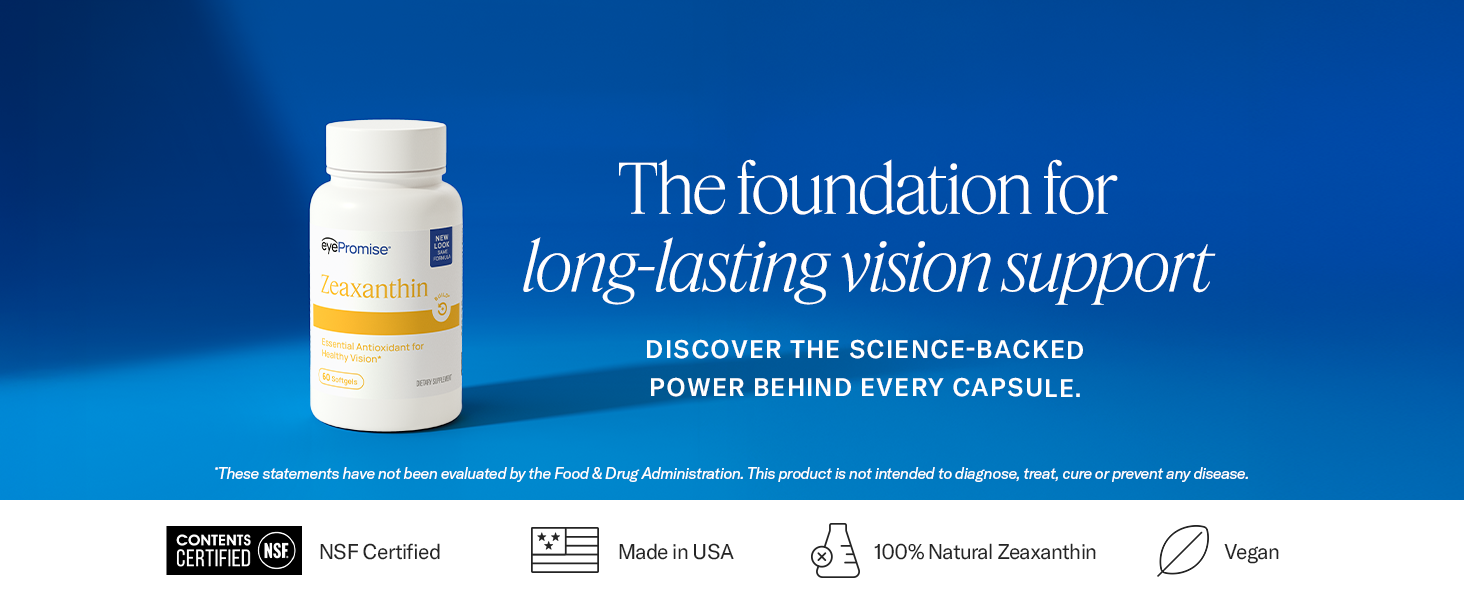 NSF Certified, Made in USA, 100% Natrual Zeaxanthin, Vegan