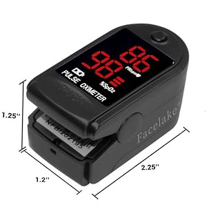 Facelake 400 Pulse Oximeter Blood Oxygen SPO2 Monitor Screen Display Adults Kids Case Batteries