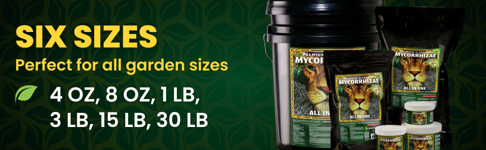Premium Ultrafine Myco sizes, 4 oz, 8 oz, 1 lb, 3 lb, 15 lb, 30 lb
